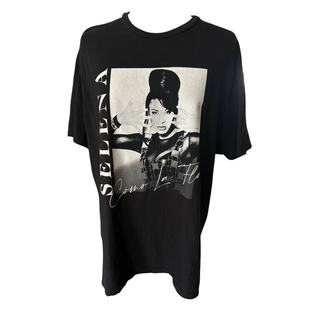 Selena "Como La Flor" Black Graphic T-Shirt XL 100% Cotton Unisex Music Apparel